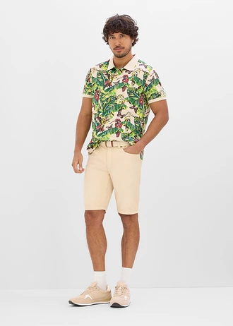 Poloshirt met korte mouwen van biologisch katoen, Kleur: wolwit gebloemd