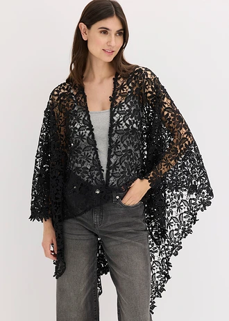 Letnie poncho z koronki • czarny • sklep bonprix