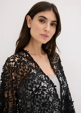 Poncsó horgolt csipkéből • fekete • bonprix áruház