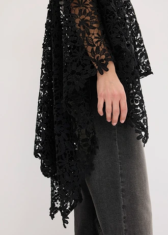 Letnie poncho z koronki • czarny • sklep bonprix