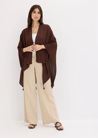 Zomerponcho van viscose, Kleur: bruin