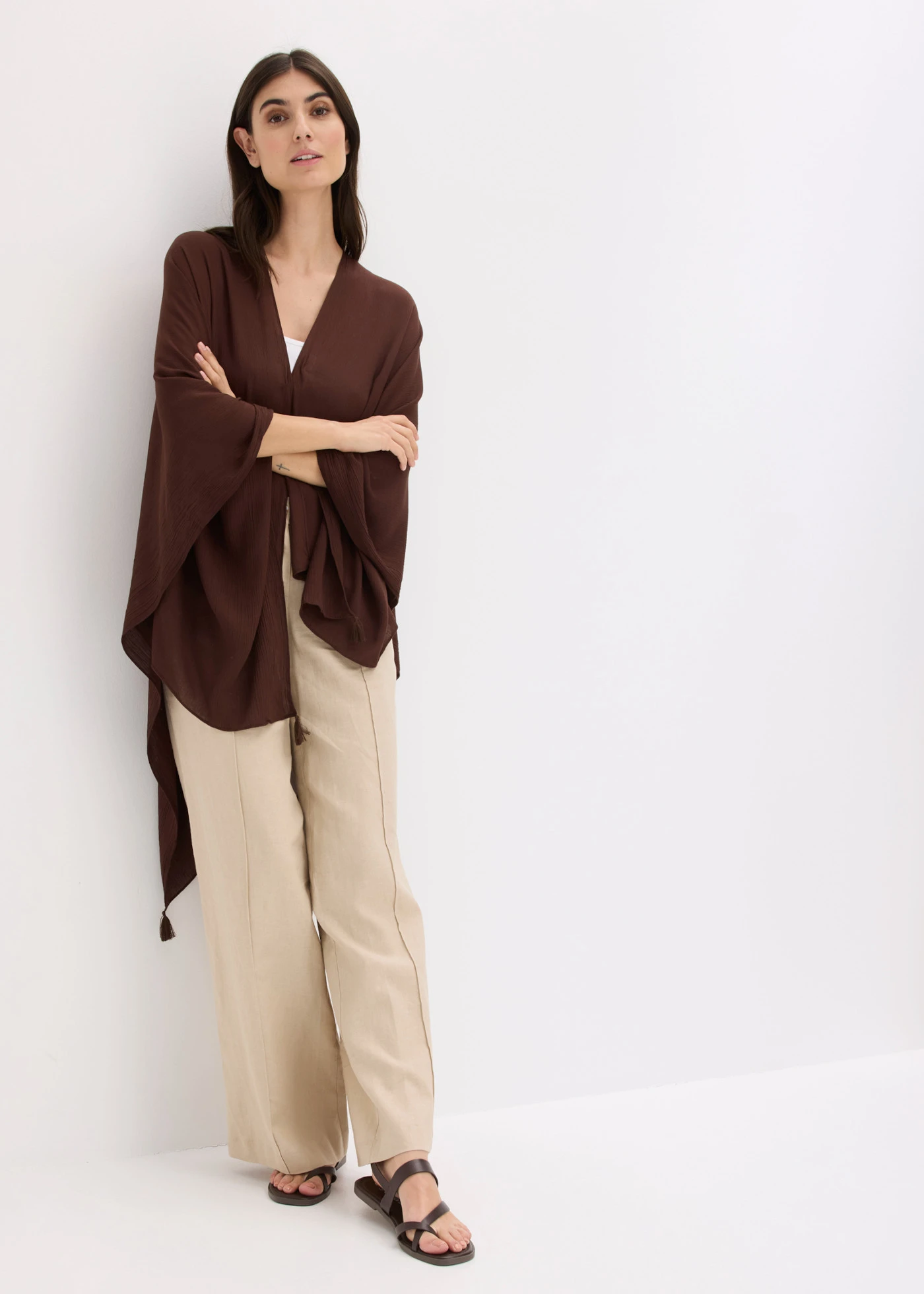 Zomerponcho van viscose • bruin • bonprix online shop