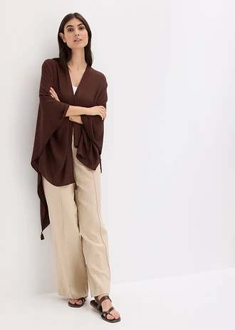 Zomerponcho van viscose, Kleur: bruin