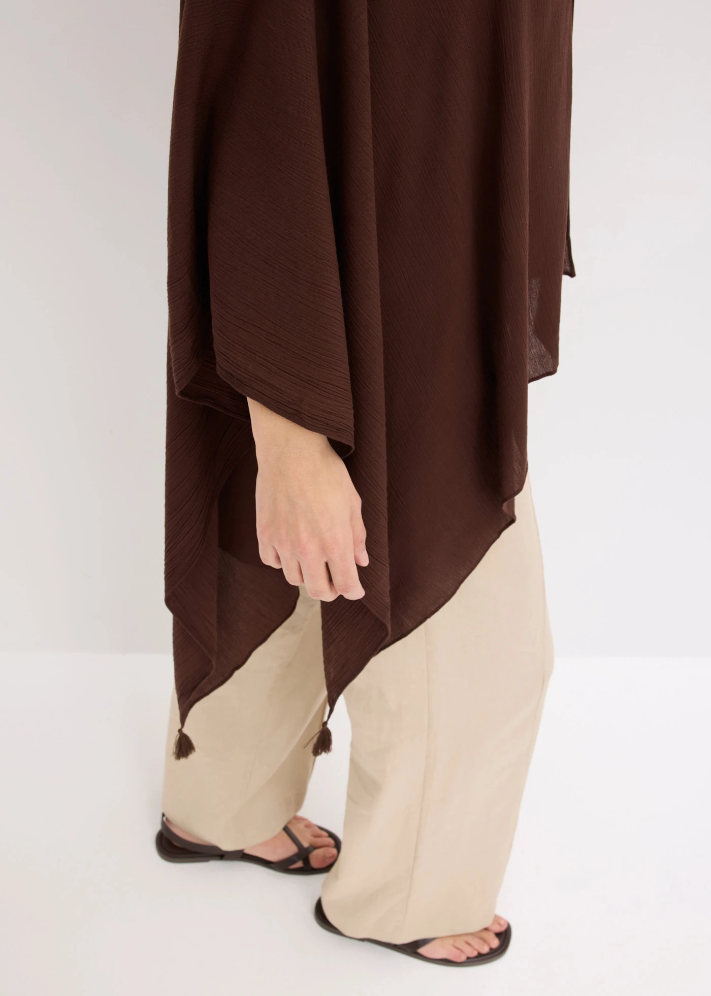 Zomerponcho van viscose • bruin • bonprix online shop