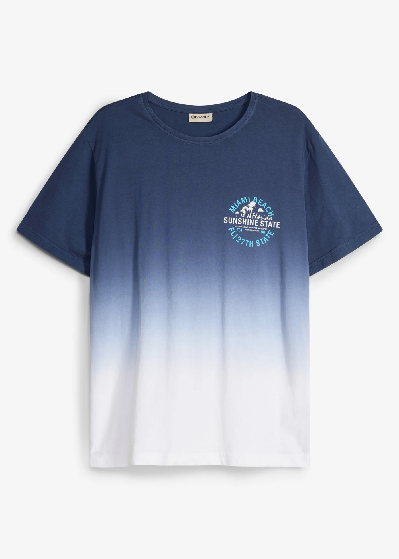 T-shirt van katoen • donkerblauw met print • bonprix online shop