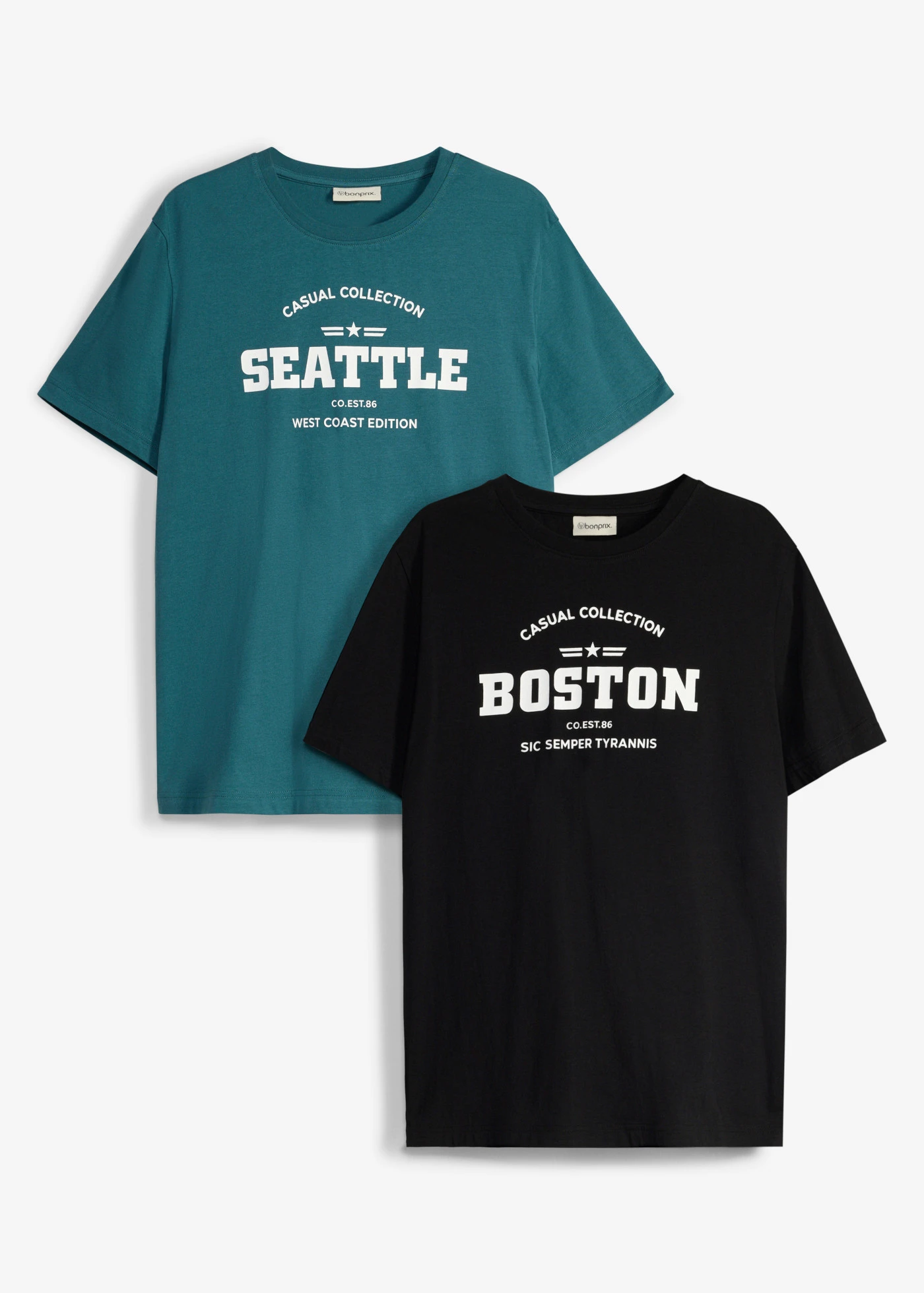 Lot de 2 T-shirts 100% coton • vert poivre/noir • product-page.page-title-suffix
