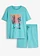 T-shirt et bermuda (ens. 2 pces), Couleur: vert lagon + blanc
