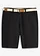 Stretch bermuda met riem, regular fit, Kleur: zwart