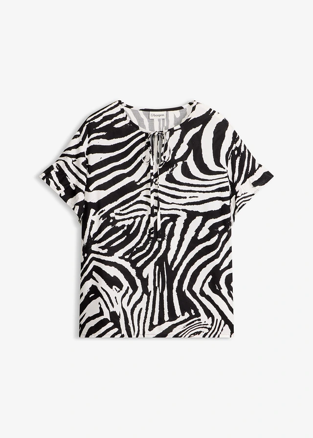 Soepelvallende tuniek van viscose • wit-zwart zebraprint • bonprix online shop