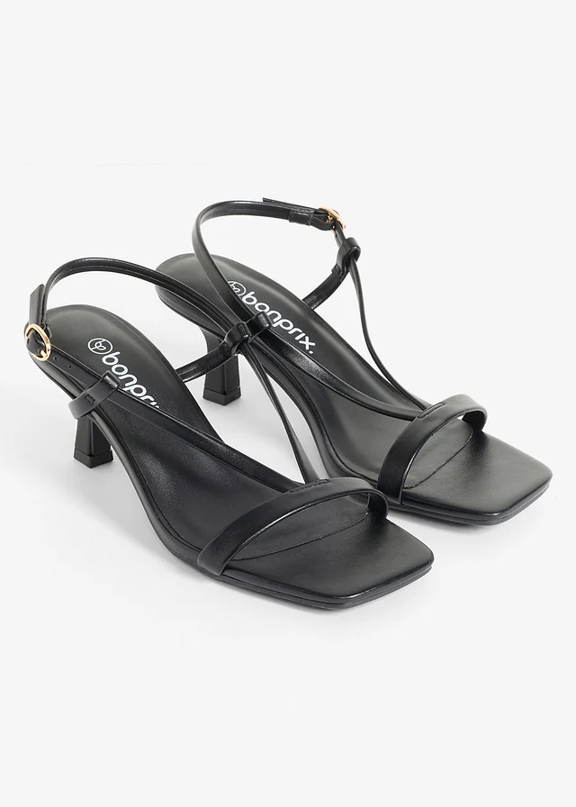 Sandale cu barete cu toc mic • negru • magazin bonprix