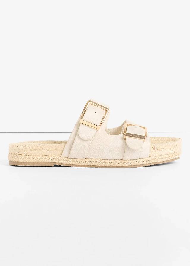 Slippers in raffialook • lichtsand • bonprix online shop