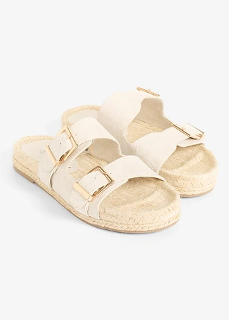 Slippers in raffialook, Kleur: lichtsand