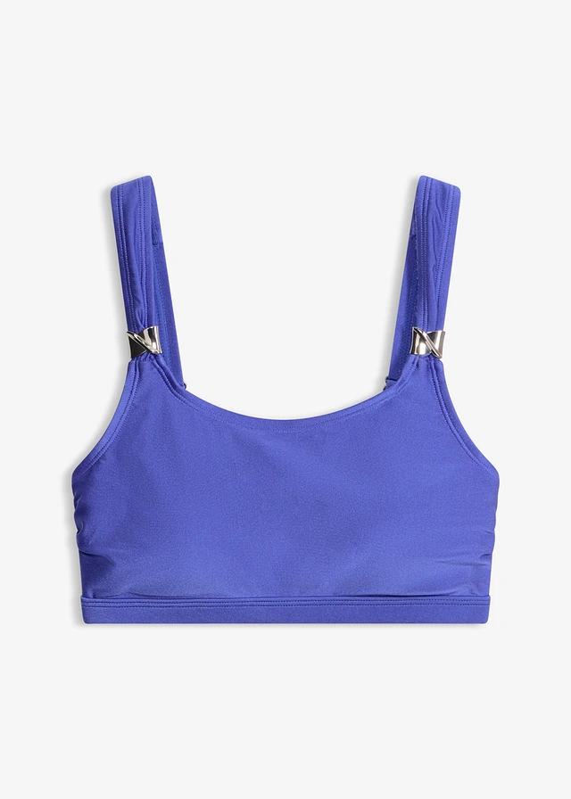 Haut de maillot brassière en matière brillante • bleu • Boutique bonprix