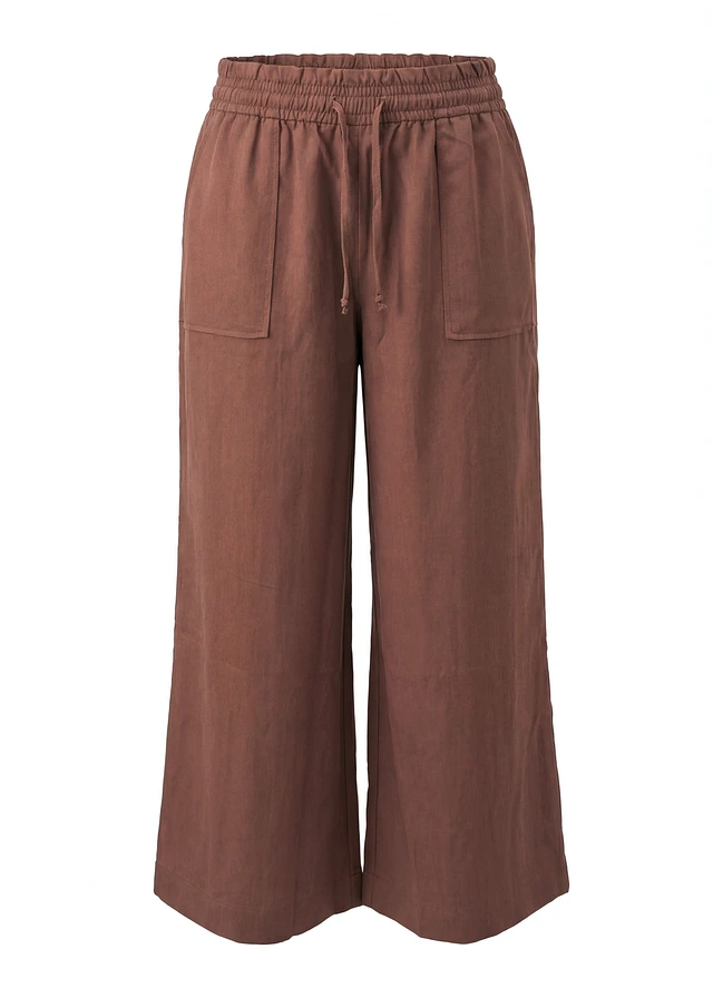 Pantaloni Culotte din material vaporos cu lyocell