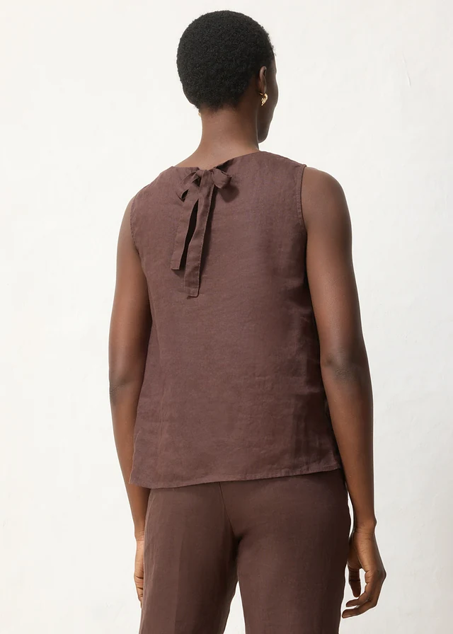 Blúz top tiszta lenvászonból • sötétbarna • bonprix áruház