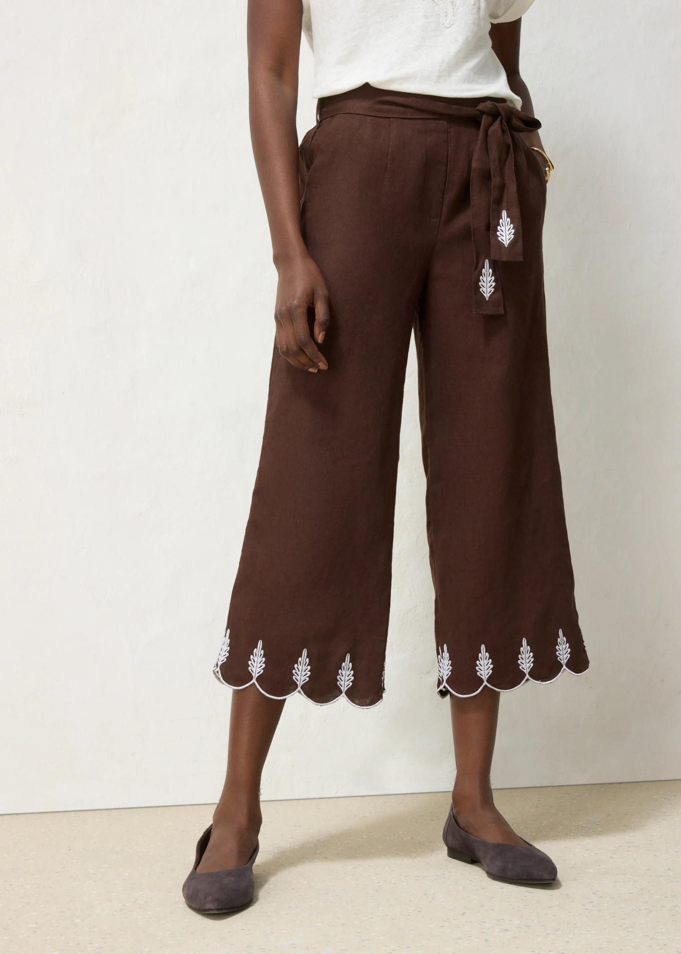 Culotte nohavice s opaskom (2 ks) • tmavohnedá • obchod bonprix