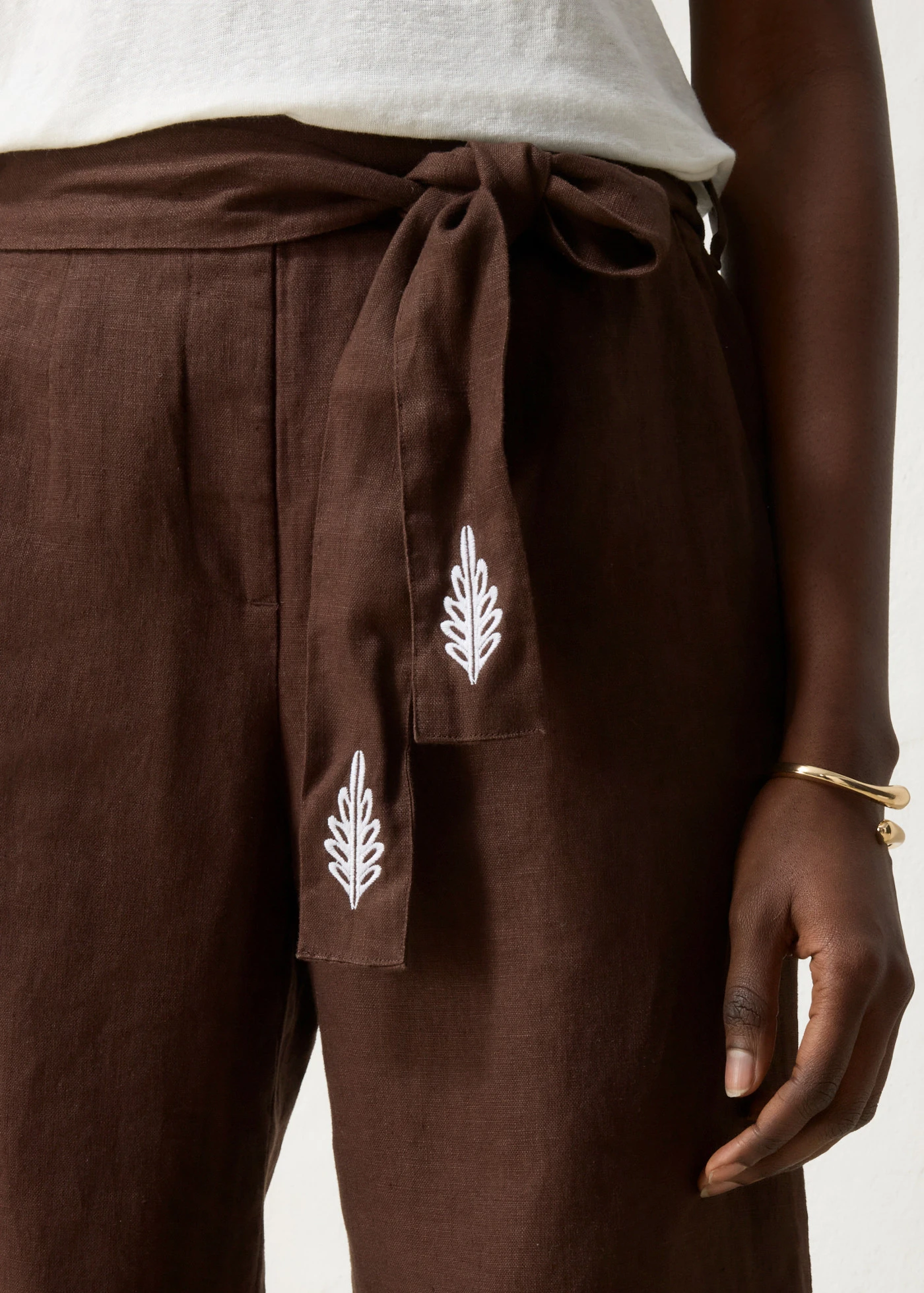 Linnen culotte met riem (2-dlg. set) • donkerbruin • product-page.page-title-suffix