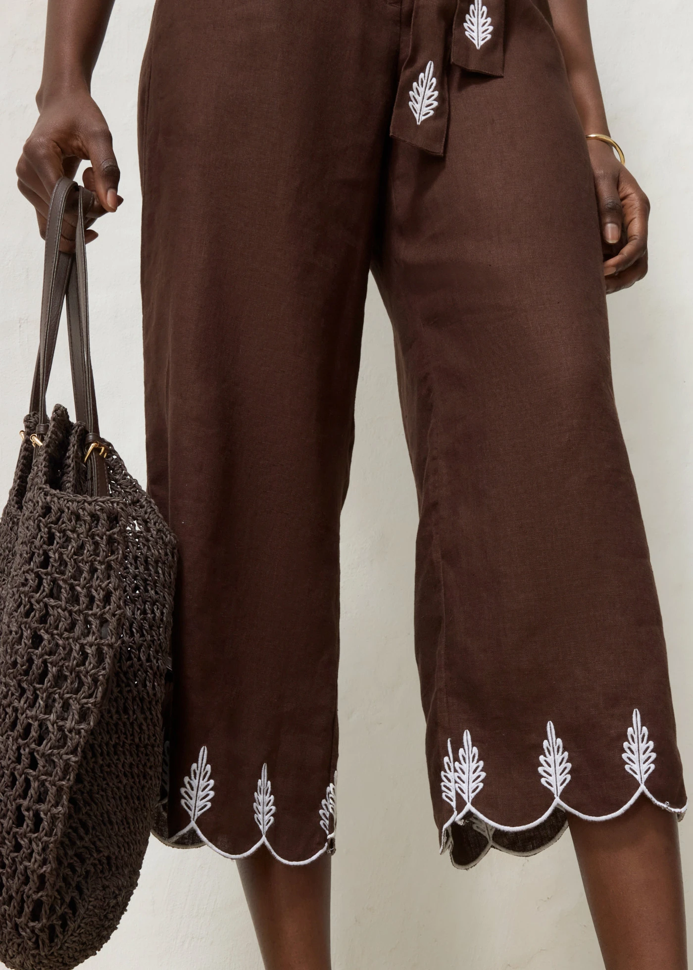Linnen culotte met riem • donkerbruin • bonprix online shop