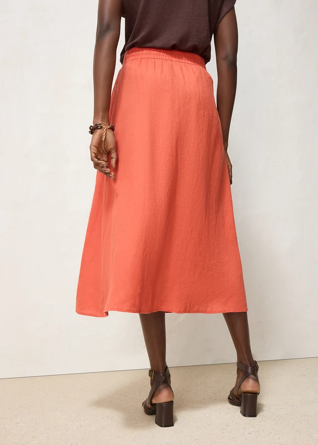 Jupe longue 100% lin, Couleur: rouge cannelle