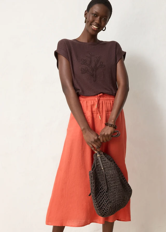 Maxi rok van puur linnen • kaneelrood • product-page.page-title-suffix
