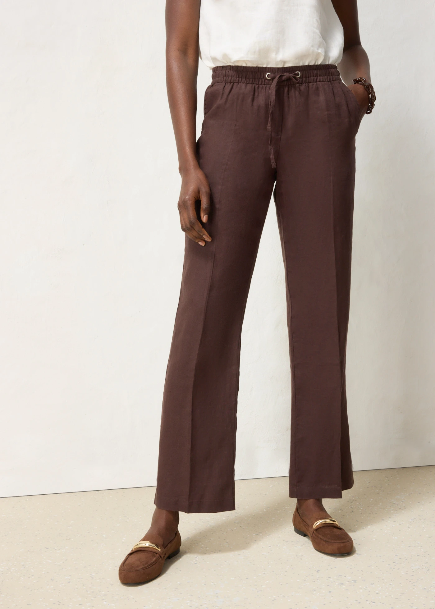 Broek van puur linnen • donkerbruin • bonprix online shop