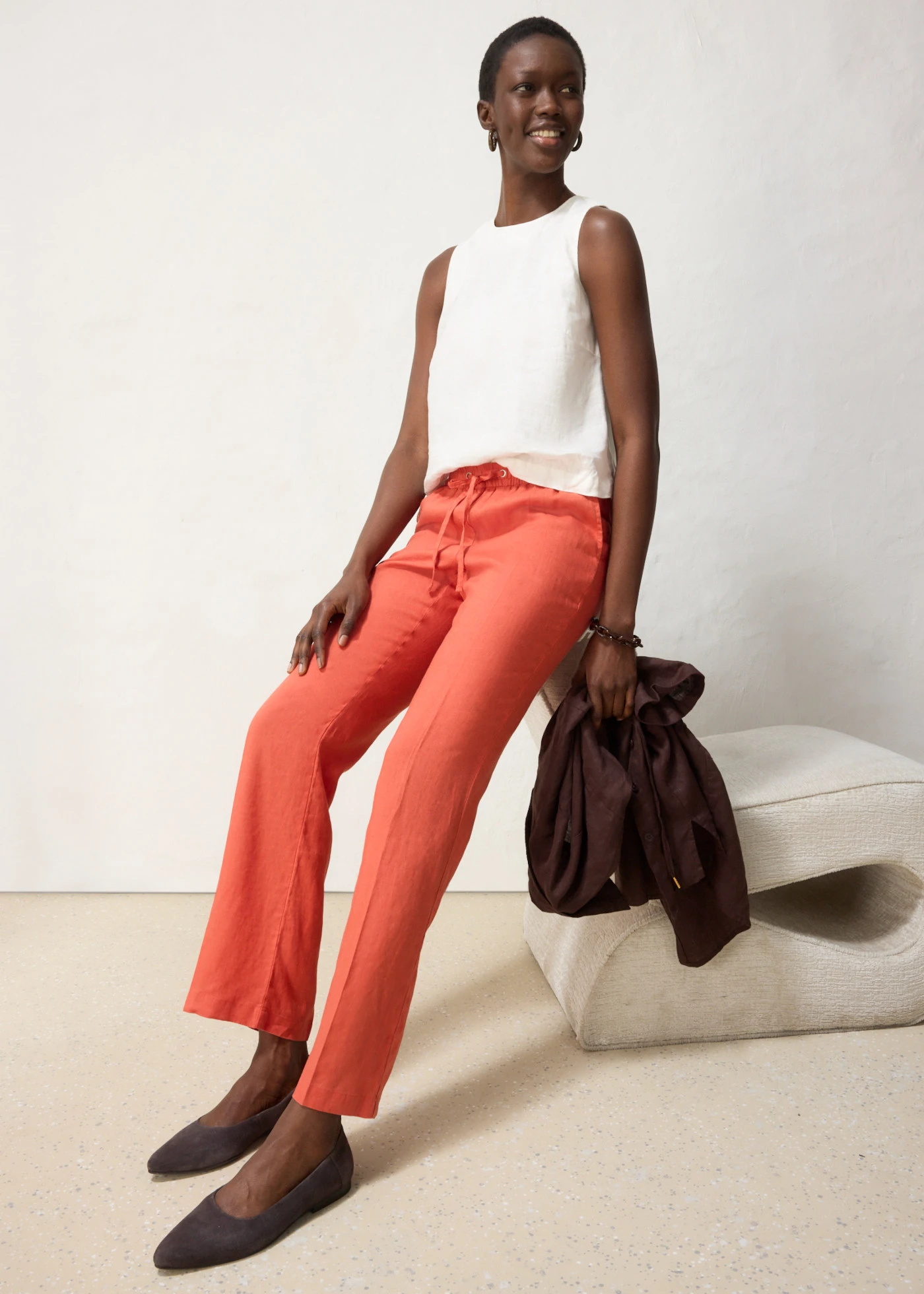 Broek van puur linnen • baksteenrood • bonprix online shop