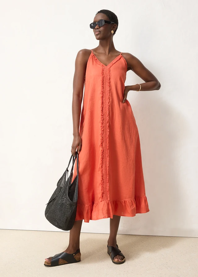 Maxi jurk van puur linnen • kaneelrood • product-page.page-title-suffix