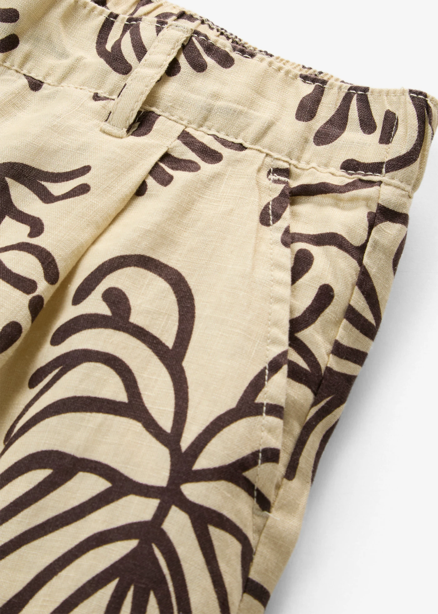 Pantalon large à pinces 100% lin • sable clair-marron foncé imprimé • product-page.page-title-suffix