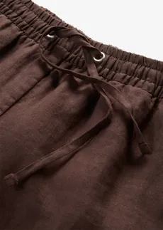 Pantalon taille élastiquée 100% lin • marron foncé • Boutique bonprix