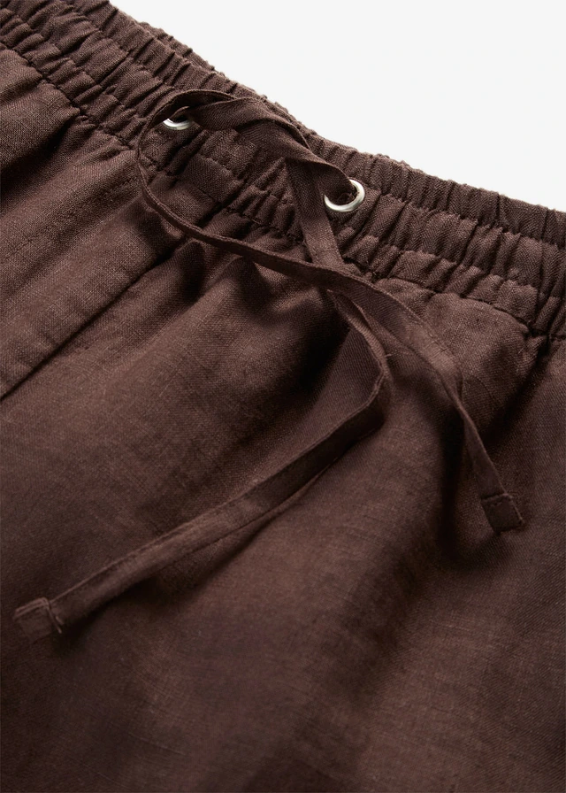 Pantalon taille élastiquée 100% lin • marron foncé • product-page.page-title-suffix