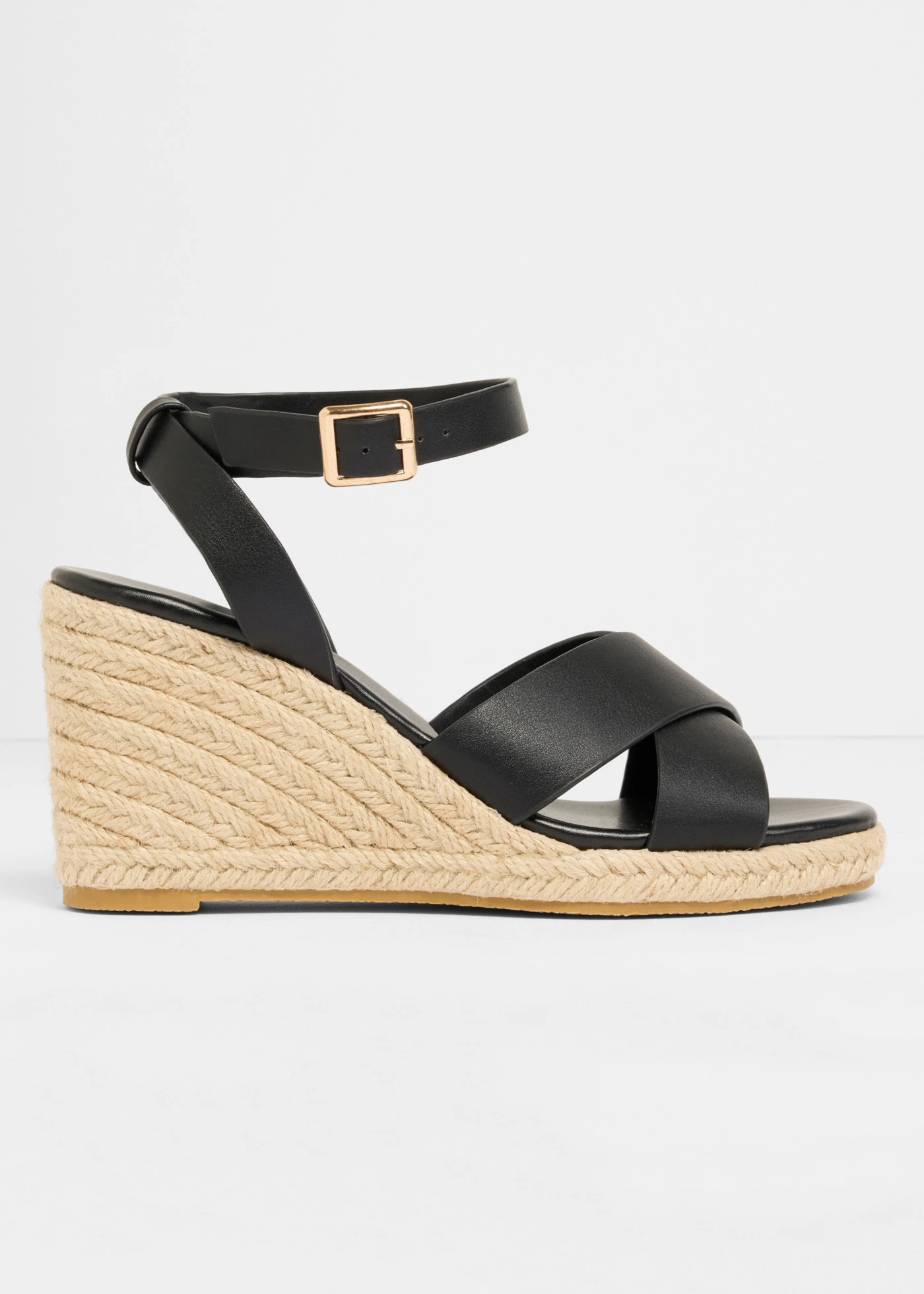 Sleehak sandaletten in raffia-look • zwart • product-page.page-title-suffix