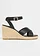 Sleehak sandaletten in raffia-look, Kleur: zwart