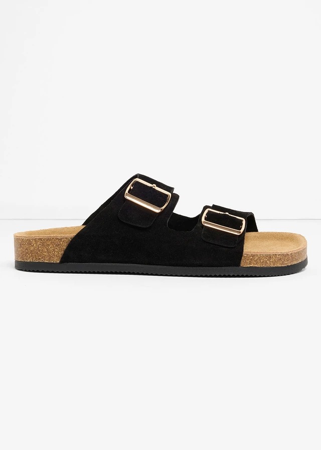Papuci de piele întoarsă • negru • magazin bonprix