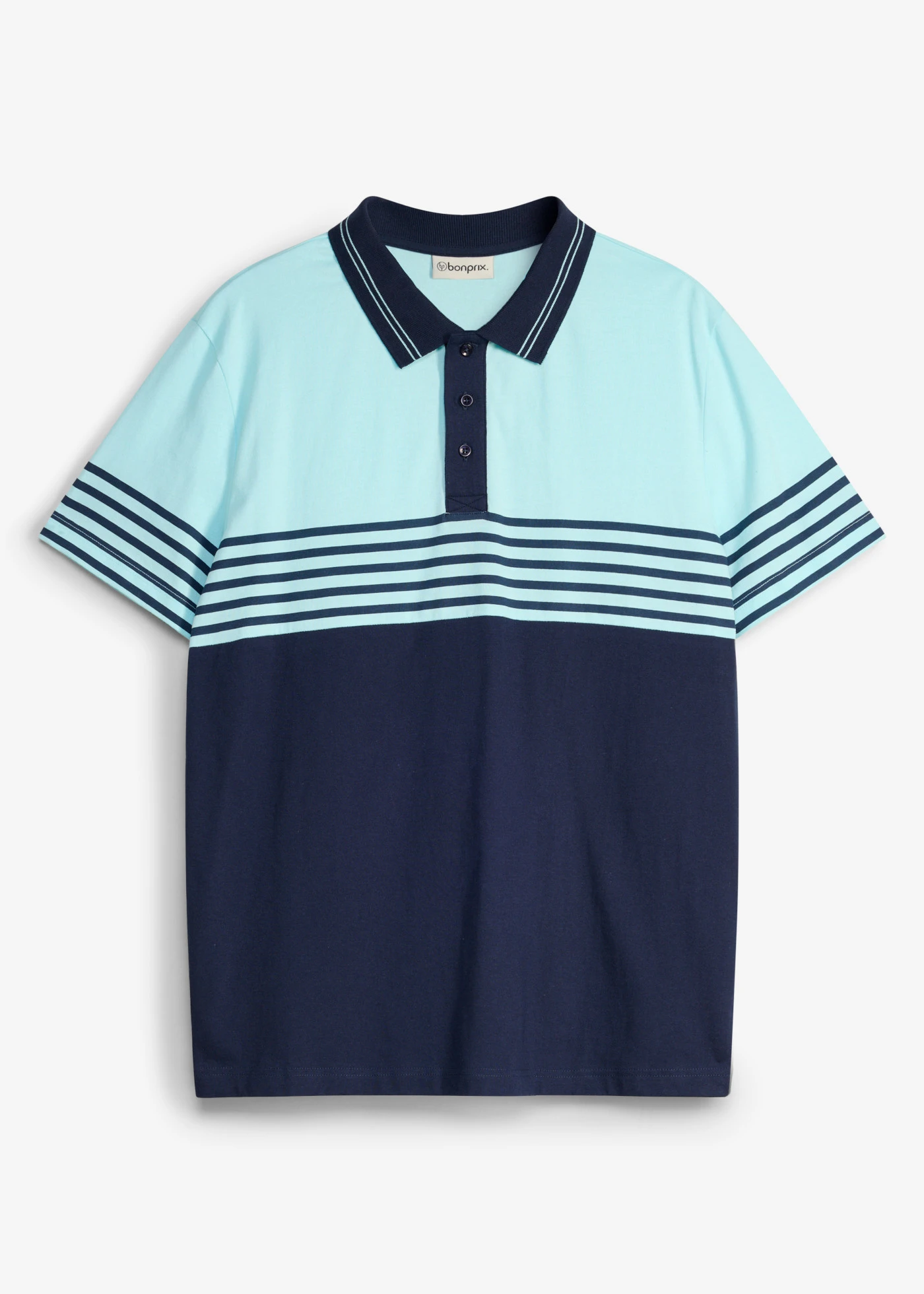 Bluză polo din jerse, cu mâneci scurte, din bumbac organic 100% • bleumarin-verde-mentă polar • magazin bonprix