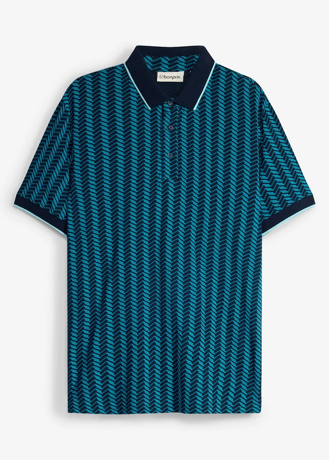Polo 100% coton, Couleur: bleu foncé imprimé