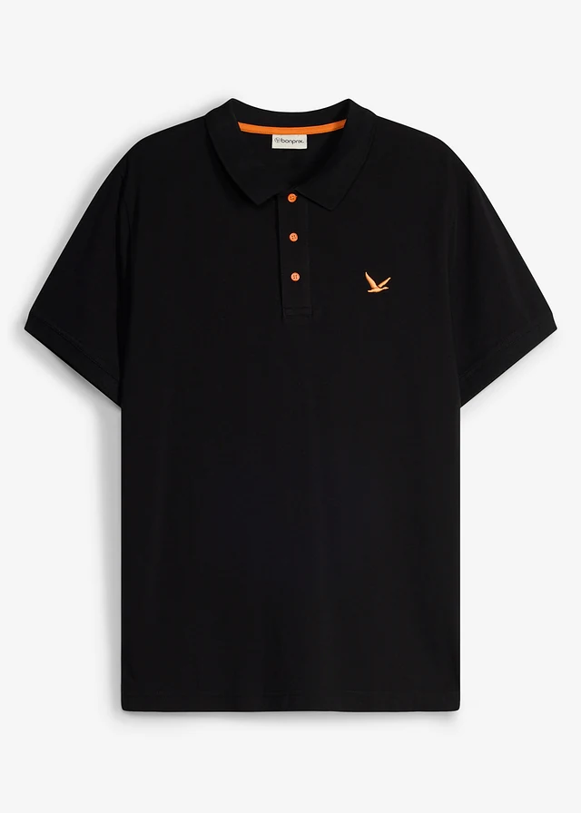 Polo en maille piquée 100% coton • noir / orange • product-page.page-title-suffix