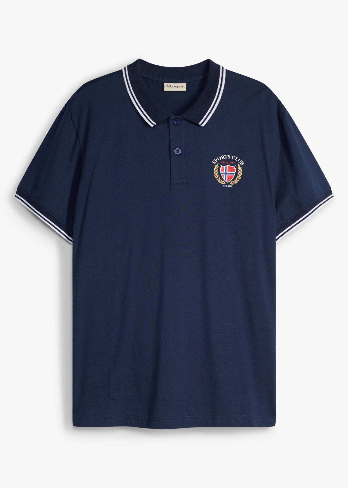 Polo manches courtes 100% coton • bleu foncé imprimé • product-page.page-title-suffix