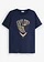 T-shirt van biologisch katoen, Kleur: donkerblauw met print