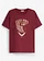 T-shirt van biologisch katoen, Kleur: esdoornrood met print