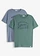 Lot de 2 T-shirts, Couleur: bleu fumé + gris vert imprimé
