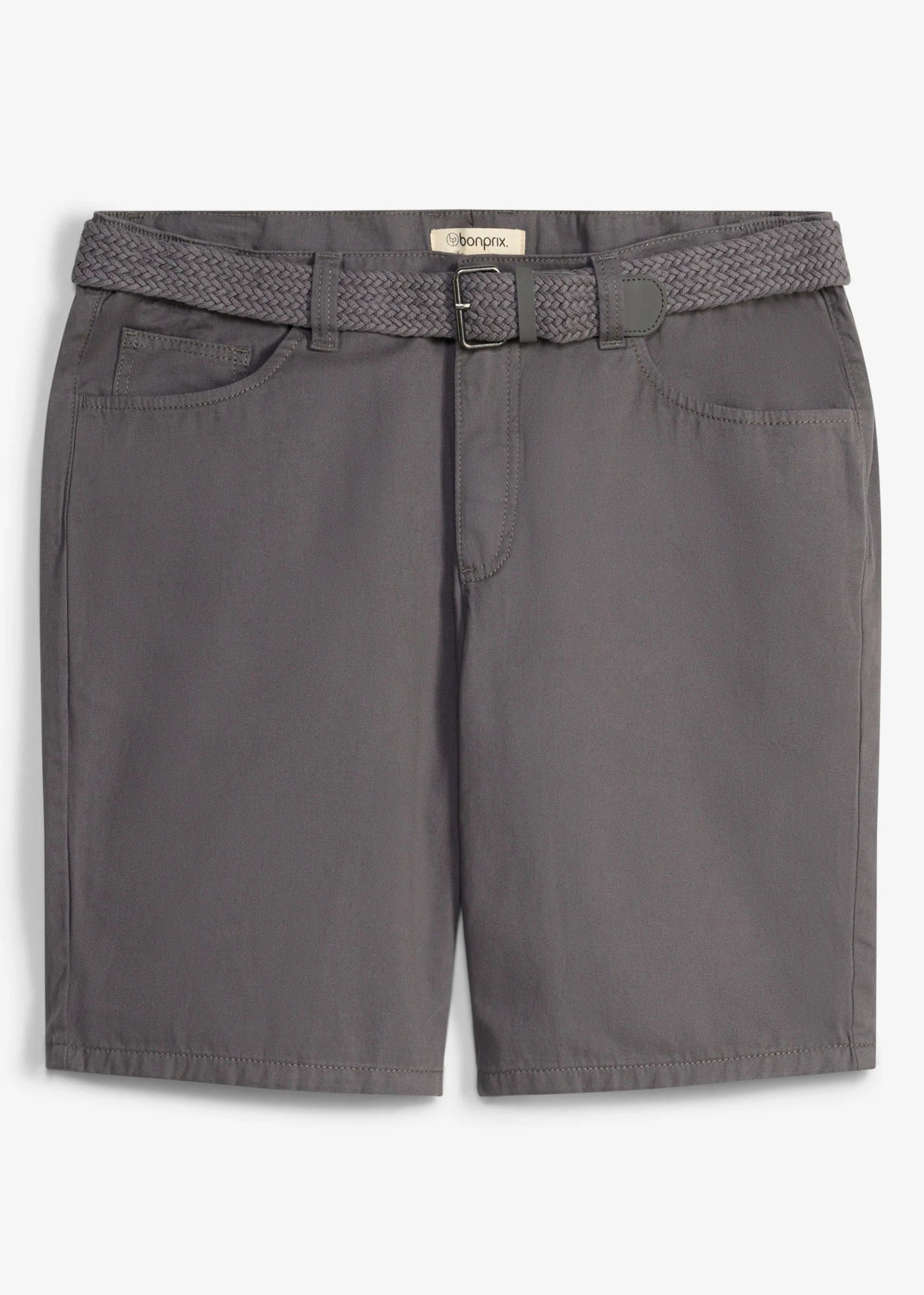 Bermude cu stretch cu talie elastică și curea, Regular Fit • gri închis • magazin bonprix