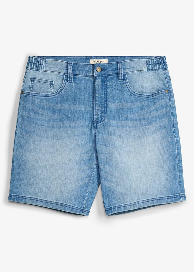 Lichte jeansshort met elastische tailleband, relaxed fit