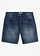 Lichte jeansshort met elastische tailleband, relaxed fit, Kleur: donkerblauw denim