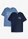 T-shirt van 100% biologisch katoen (set van 2), Kleur: donkerblauw+jeansblauw met print
