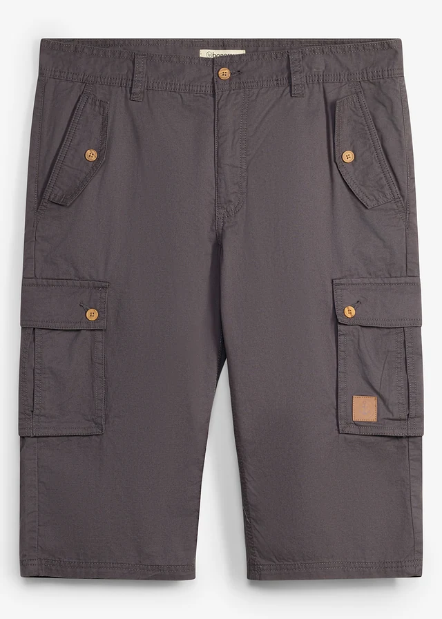 Bermude cargo din bumbac 100%, regular fit, culoare: oliv fumuriu