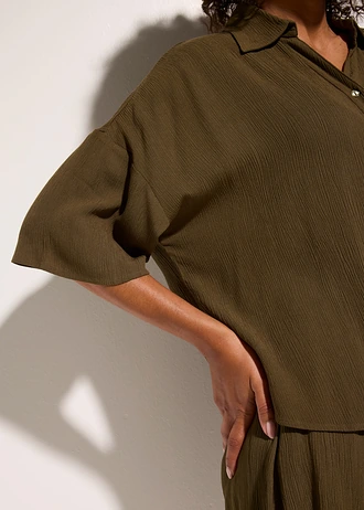 Plážová blúzka s krátkym rukávom z viskózy • tmavoolivová • obchod bonprix