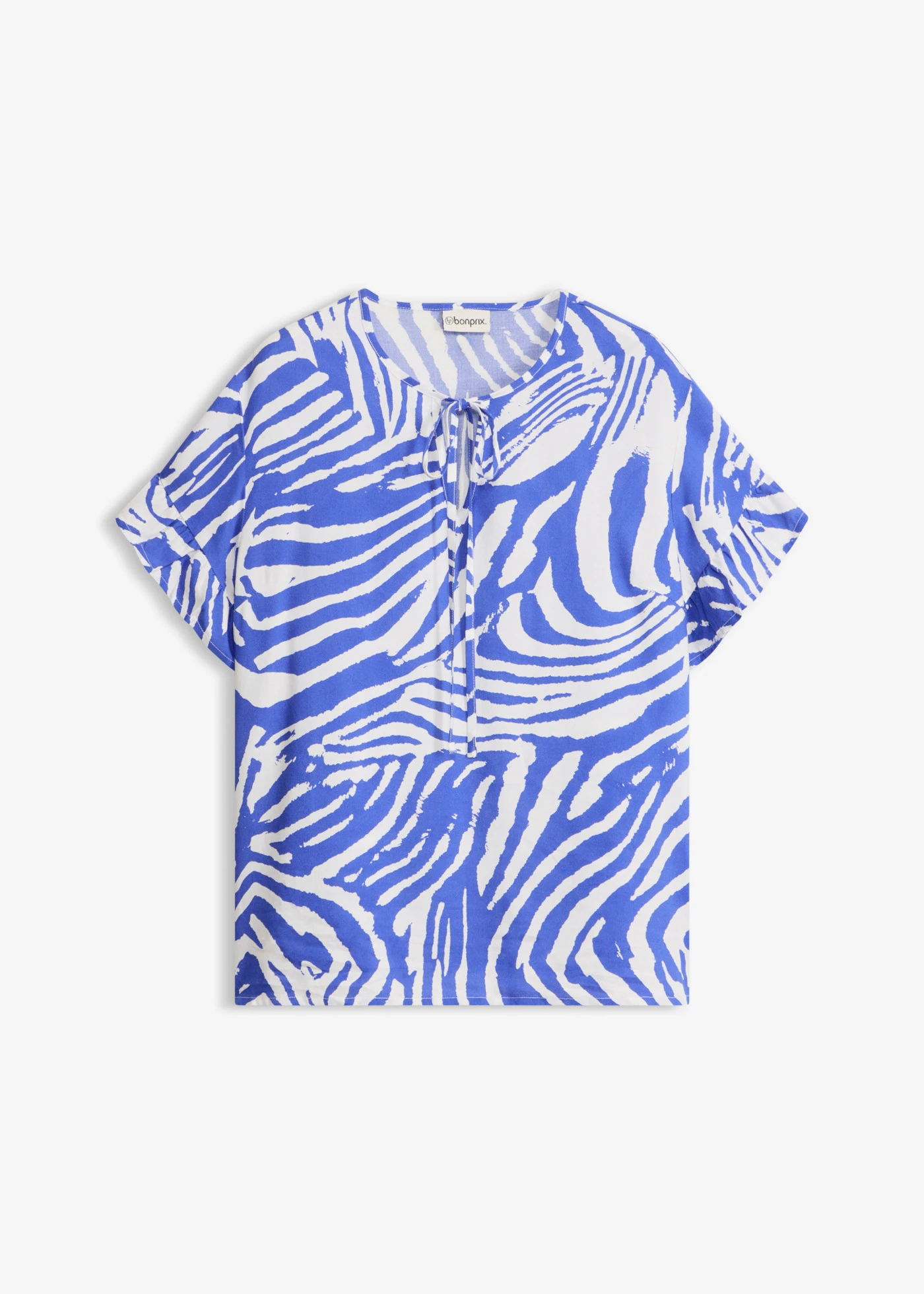 Tunique ample en viscose • blanc/bleu brillant imprimé zèbre • Boutique bonprix