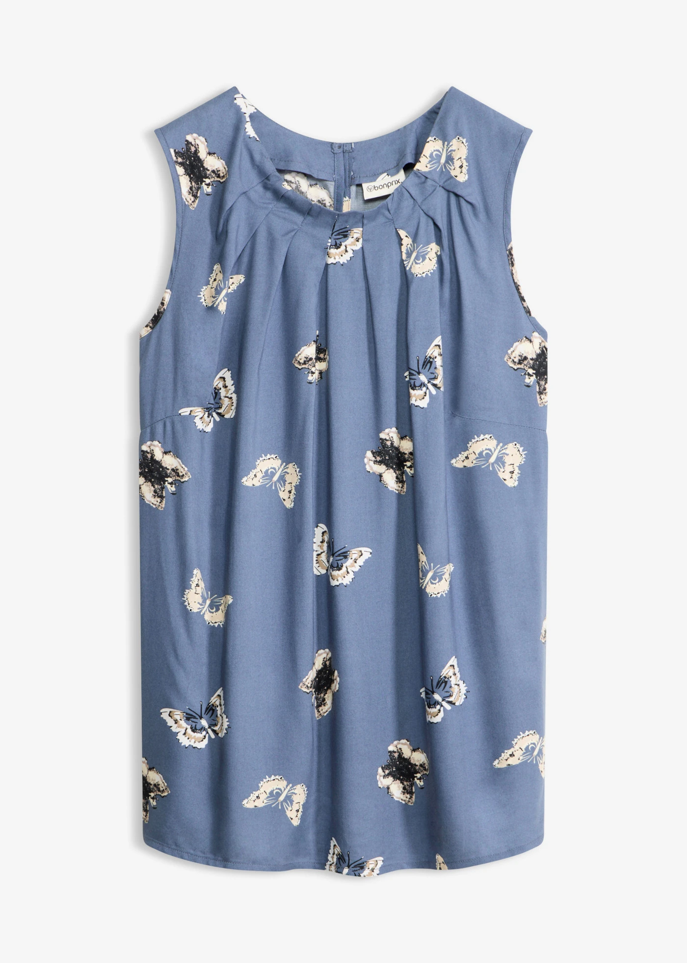 Blousetop van soepele viscose • rookblauw met print • product-page.page-title-suffix