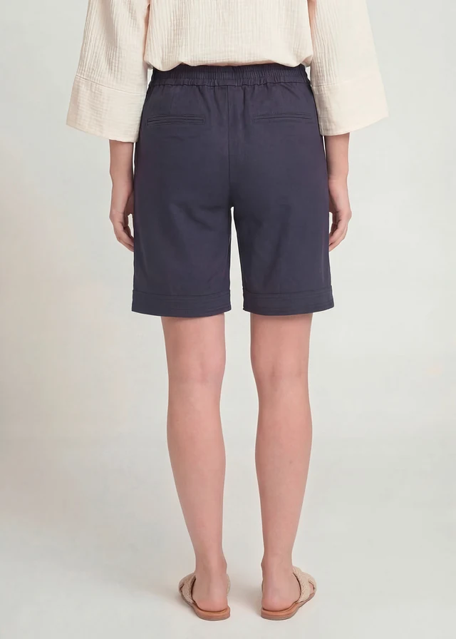 Bermuda en coton extensible, Couleur: bleu foncé