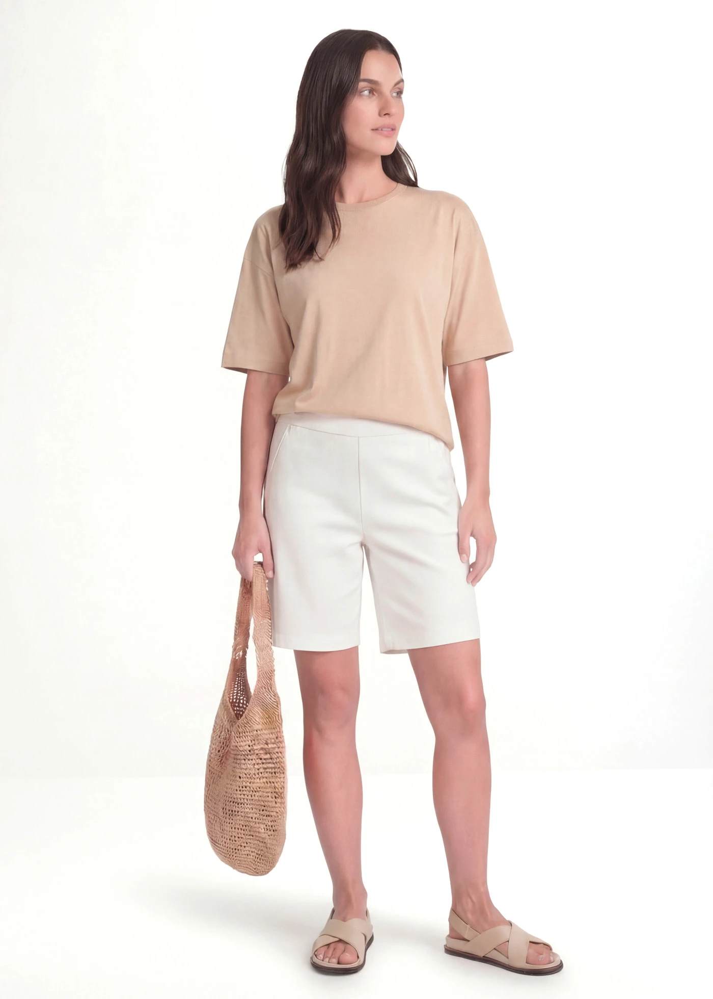 Bermuda en coton extensible • blanc • Boutique bonprix